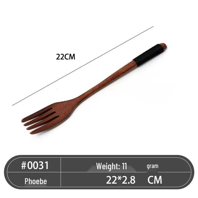 Japanese-Style Wooden Chopsticks, Spoon, and Fork Set with Portable Cloth Bag