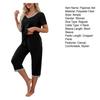 Women's Two Piece Pajamas Set V Neck Short Sleeve Top And Wide Leg Capris Pants Loose Lounge Set with Pockets
