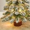 Mini Flocked Christmas Tree Pre Lit Artificial Tabletop Christmas Trees Snow Flocked Xmas Tree  DIY Decorations