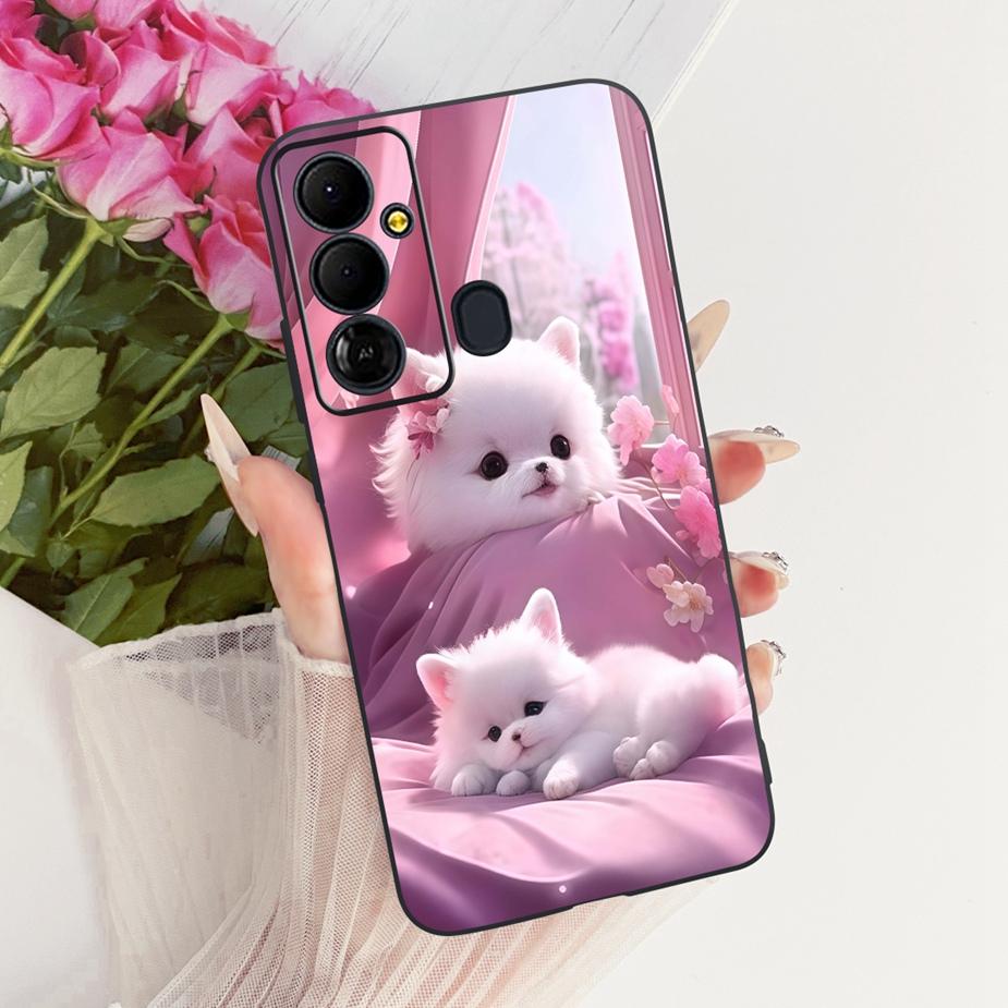 Чехол для Tecno Pop 6 GO BE6j Милый Цветок Бант Расписной Чехол Мягкий ТПУ Чехол для Телефона Для Tecno Pop 6 Pro BE8 Pop6 GO Задняя Крышка Coque