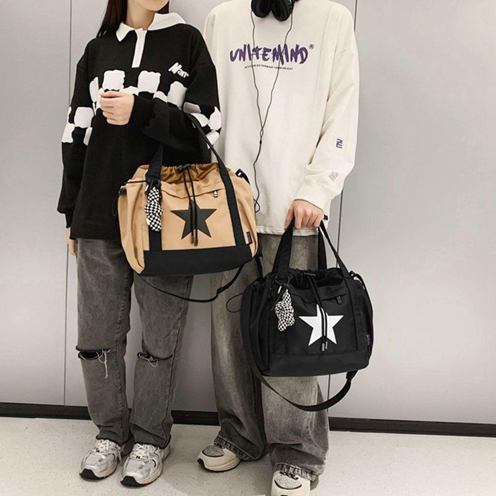Nylon Star Tote Bag Drawstring Y2K Crossbody Bag Fashion Large Capacity Shoulder Bag Outdoor