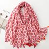 Spring/Summer New Cotton And Hemp Texture Scarf French Flower Handmade Tassel Silk Scarf Warm Shawl