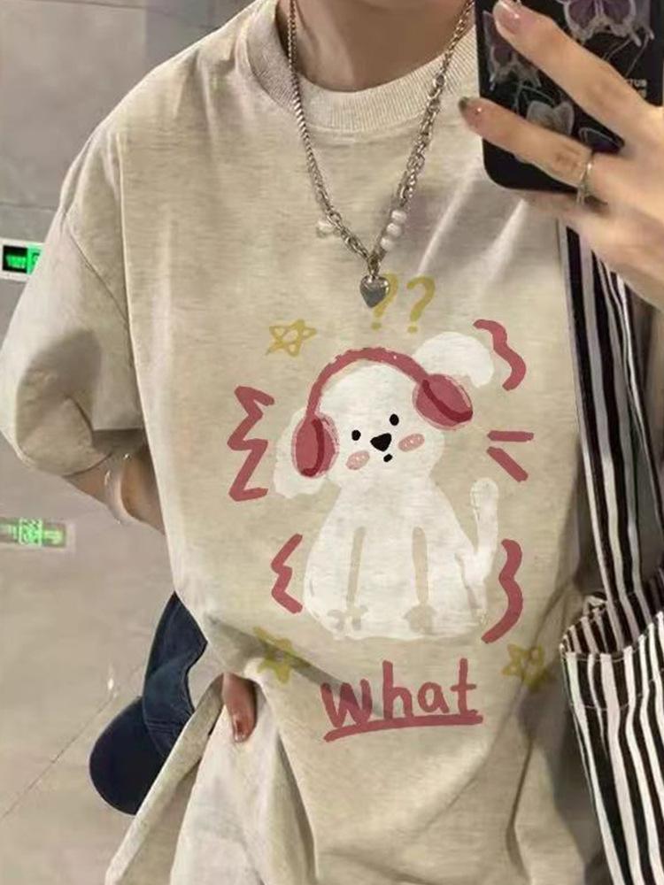 Summer new cartoon cute dog design short-sleeved T-shirt women's age reduction versatile casual loose short-sleeved top