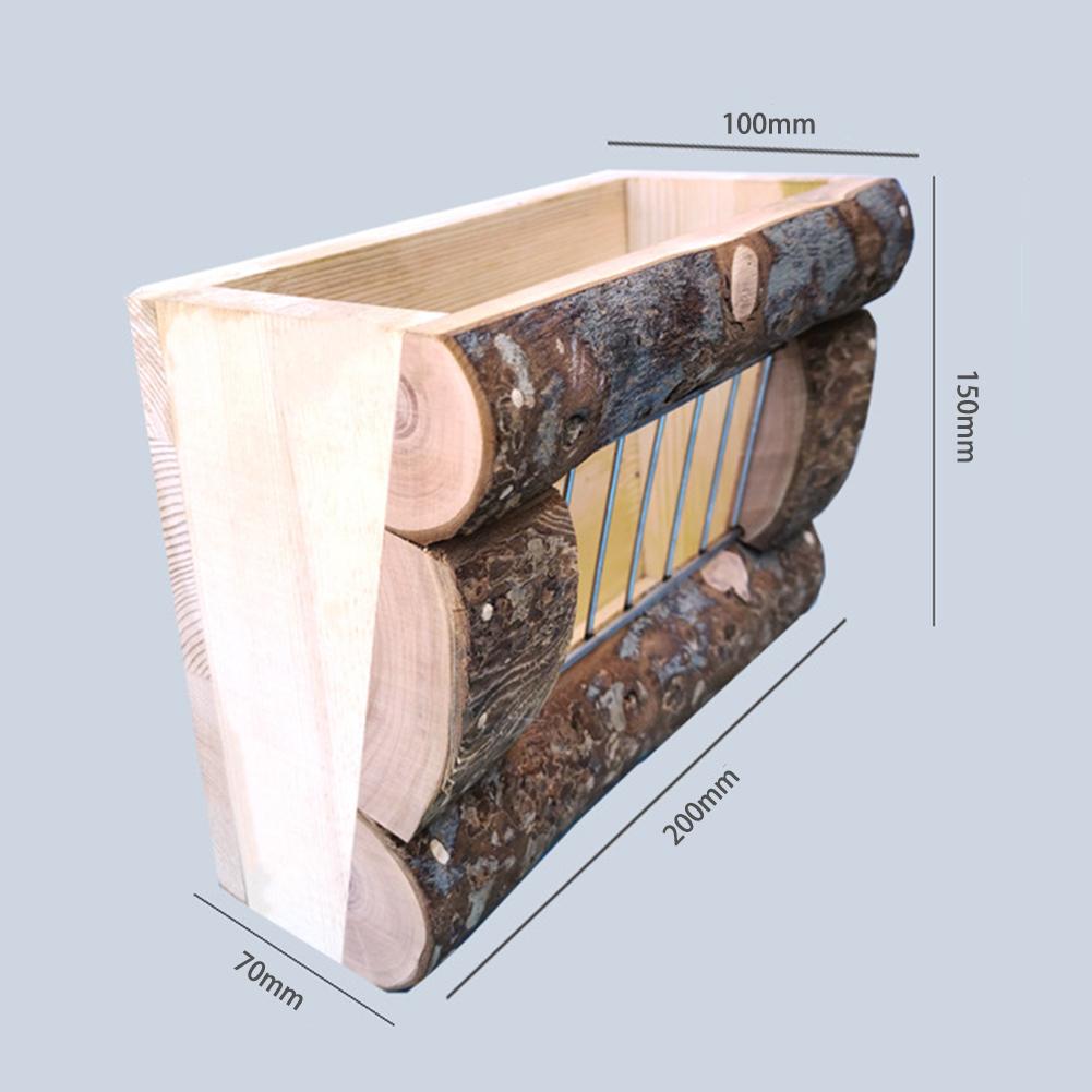 Rabbit Natural Wooden Grass Shelf 304 Stainless Steel Net Hay Dispenser Hanging Hay Feeder For Guinea Pig
