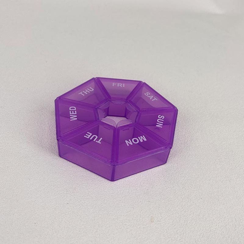 7-Day Portable Round Pill Organizer with Compartments - Weekly Travel Dispenser & Mini Jewelry Box