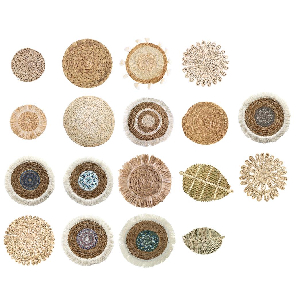 Винтажные настенные украшения из травы Красивые плетеные настенные украшения Ручной работы Круглые подвески-орнаменты из плетеной травы