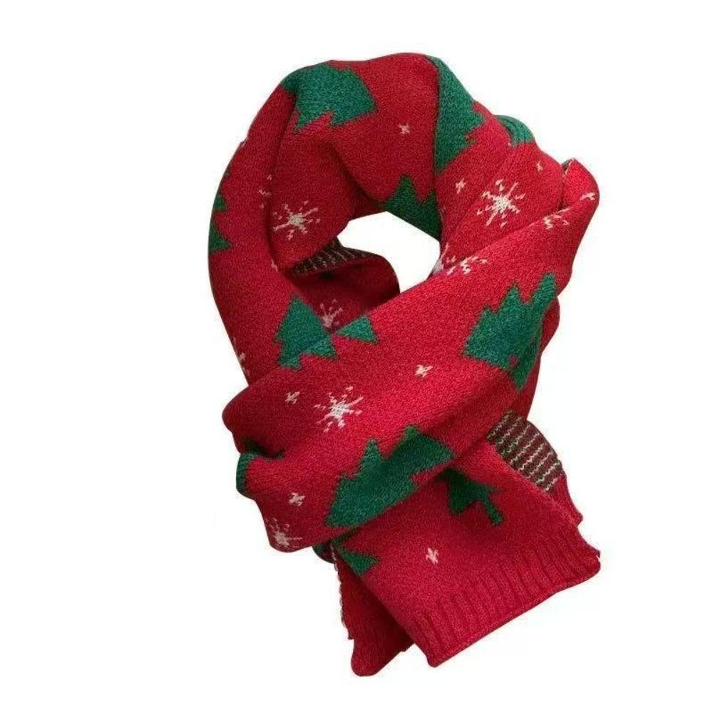 Christmas Tree Jacquard Knitted Scarf Keep Warm Winter Knitted Scarves  Lovers Gift