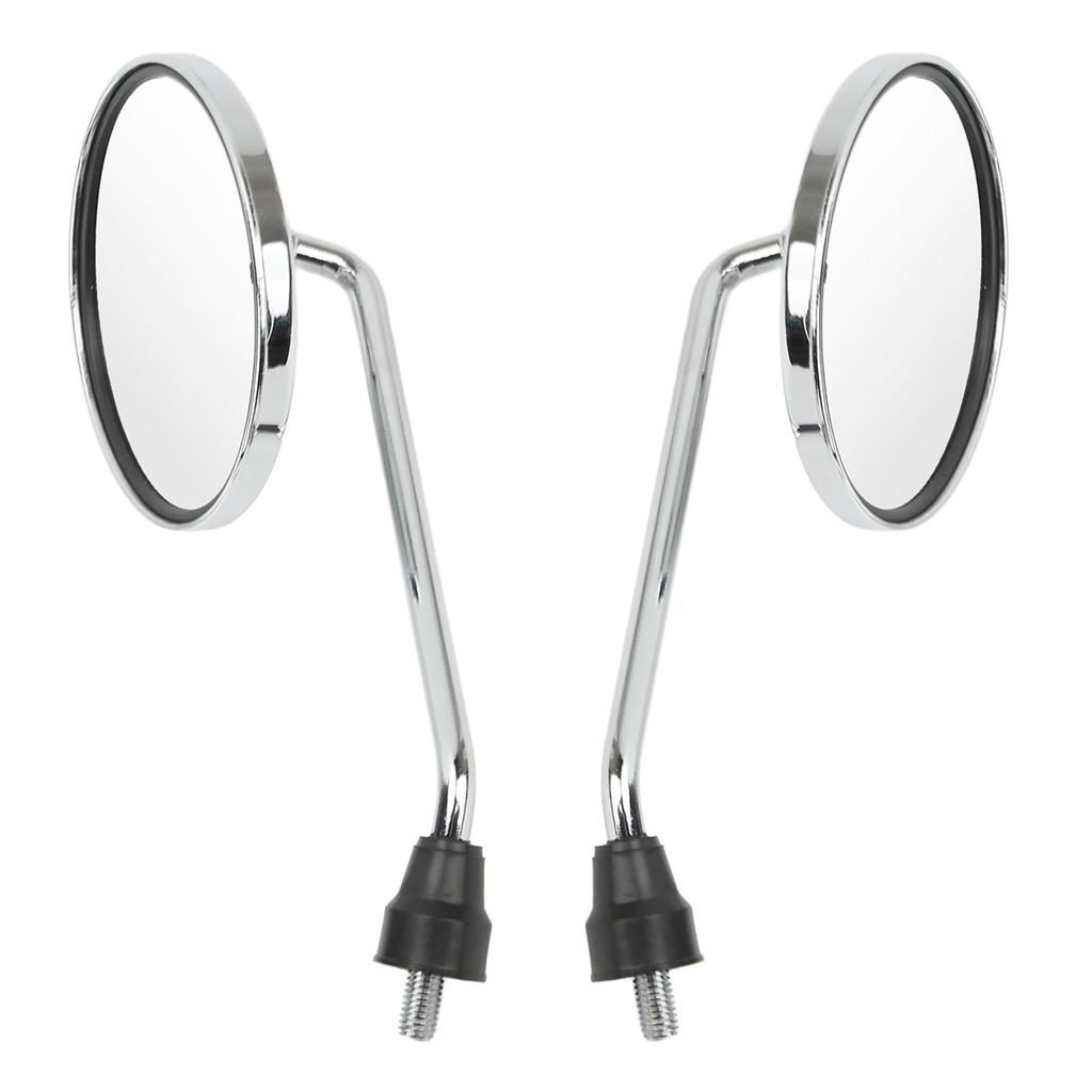 2pcs Motorcycle Rearview Mirror 8mm Thread Chrome Plated Round Universal for Street Bikes ATV