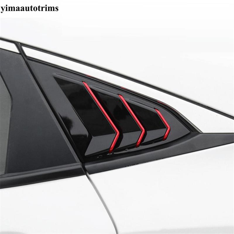 Rear Side Window Louvers Shutters Sunshade Air Panel Cover Trim For Honda Civic 2016 - ABS Carbon Fiber / Black Accessories