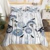 Dandelion Floral Duvet Cover King Queen Wooden Plank Farmhouse Comforter Cover Microfiber Dragonfly Botanical Weed Bedding Set