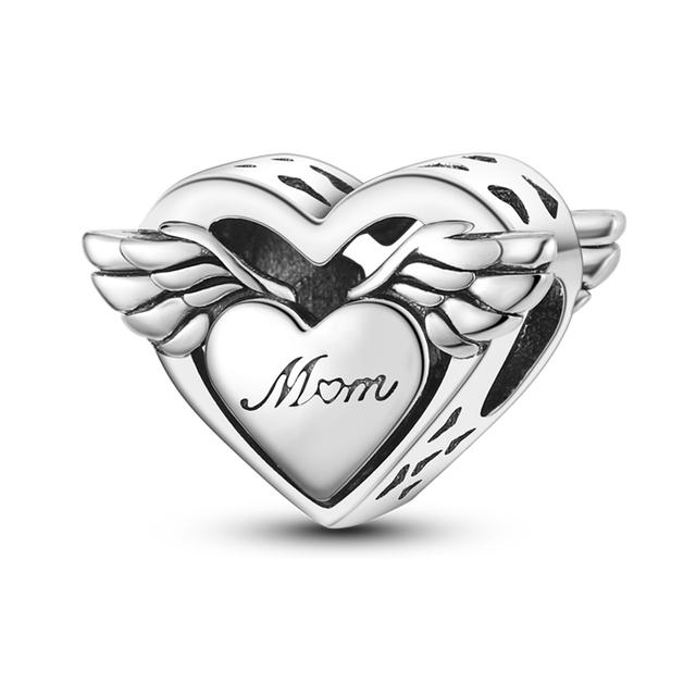 Heart Shape 925 Silver Family Lover Affection Pendant Charm Beads Fit Woman's Cute Bracelet DIY Jewelry For Women