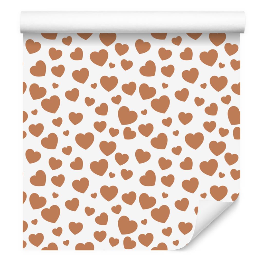 Heart Wallpaper White, Cream, Orange and Peach 50x1000