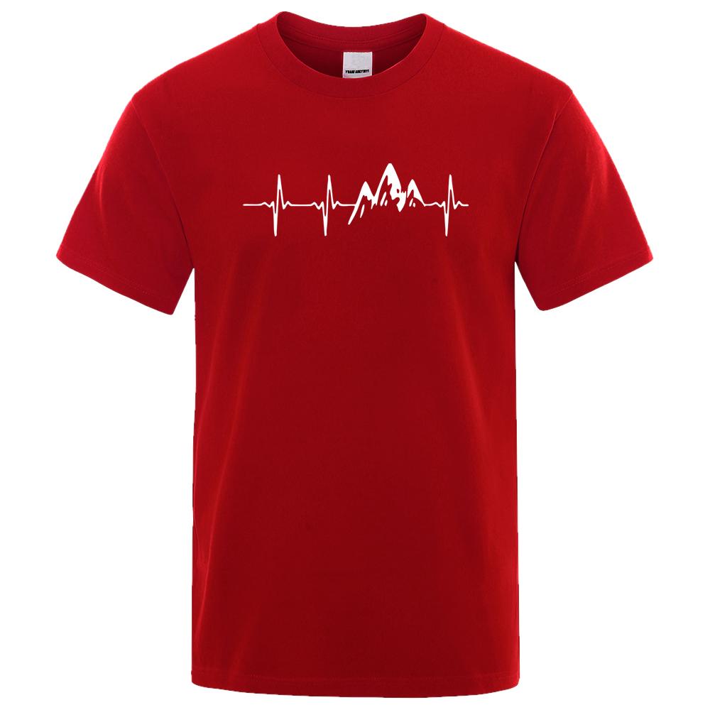 Mountain Ecg T Shirt Summer Men Women Short Sleeve T-Shirt Funny Harajuku Clothing Electrocardiogram Tshirt