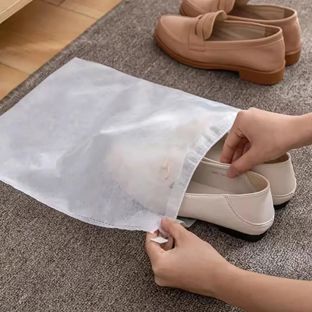 10pcs-Shoe Dust Covers Non-Woven Dustproof Drawstring Clear Storage Bag Travel Pouch Shoe Bags Drying Shoes Protect