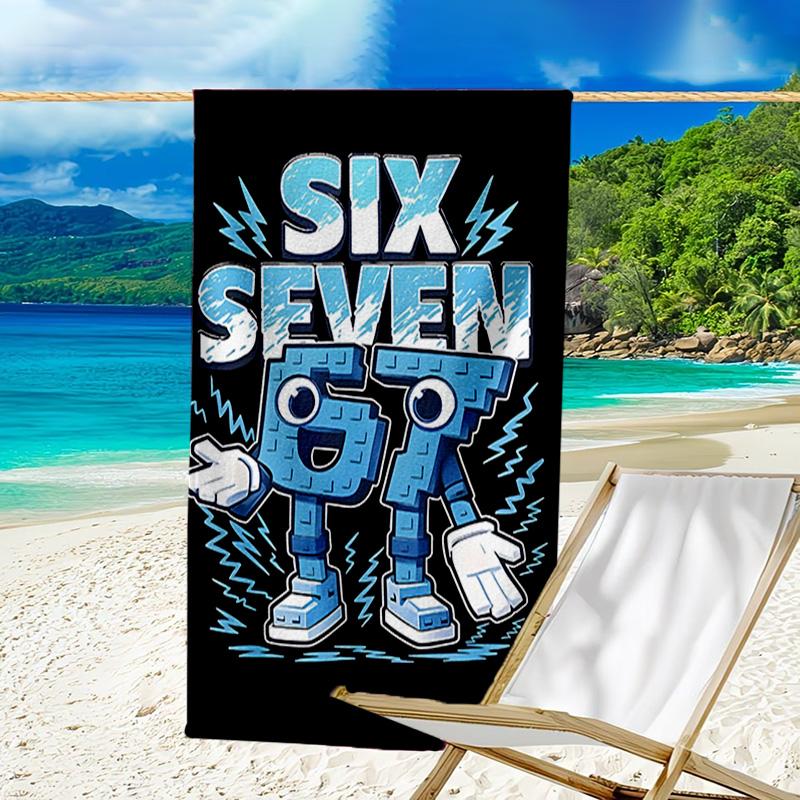 Space Adventure With Six Seven 67 Microfiber Beach Towel, Lightweight And Quick-Dry, for Summer Travel, Beach Essential, Swimming Pool Outdoor