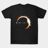 Men Black Print T-shirt Super Large TShirt Total Solar Eclipse August 21 2017 No-Cut Transfer Paper Print Cotton Tshirt
