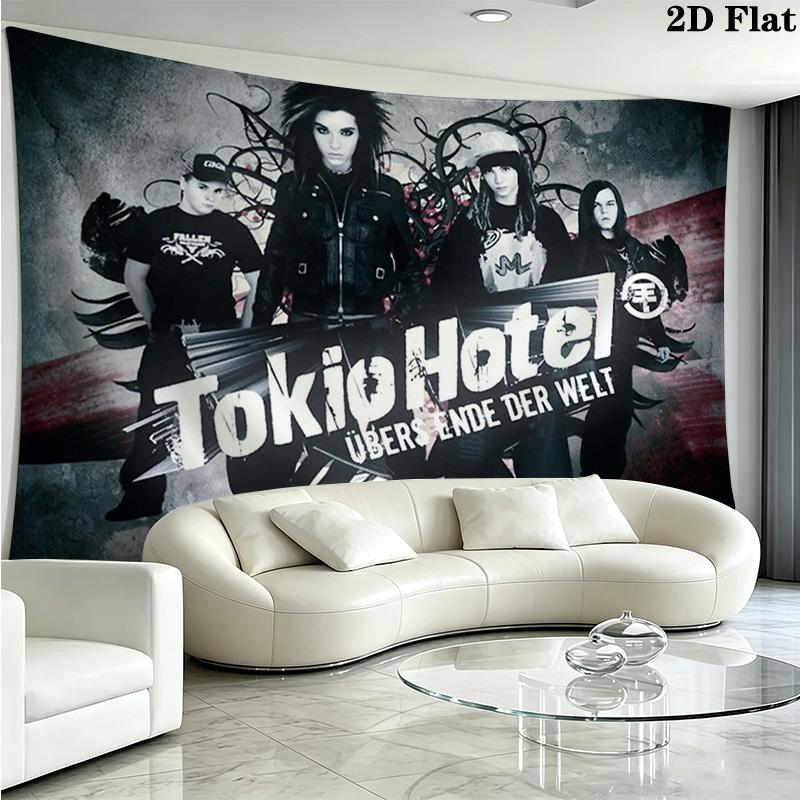 Настенный гобелен Tokio Hotel Эстетичный настенный подвес Печатная ткань Одеяло Декоративные гобелены для спальни гостиной Домашний декор