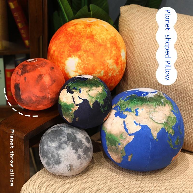 Simulation Planet Plush Toy 3D Earth Moon Mars Sun Stuffed Pillow Pendant Educational Photo Prop For Kids Nursery Decor Kid Gift