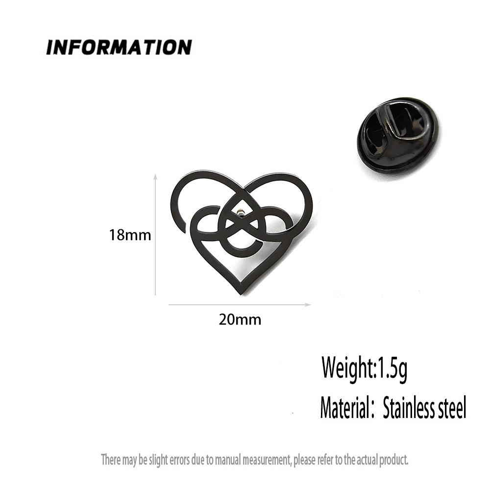 Heart Celtic knot gold-plated badge, suit lapel pin stainless steel black, women's anti-exposure buttons, men's brooch