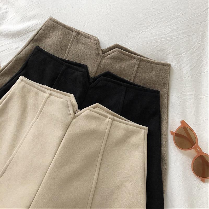 Шорты женские зимние шерстяные с высокой талией однотонные на молнии студенческая повседневная верхняя одежда тонкий корейский стиль универсальные модные элегантные шорты трапециевидной формы