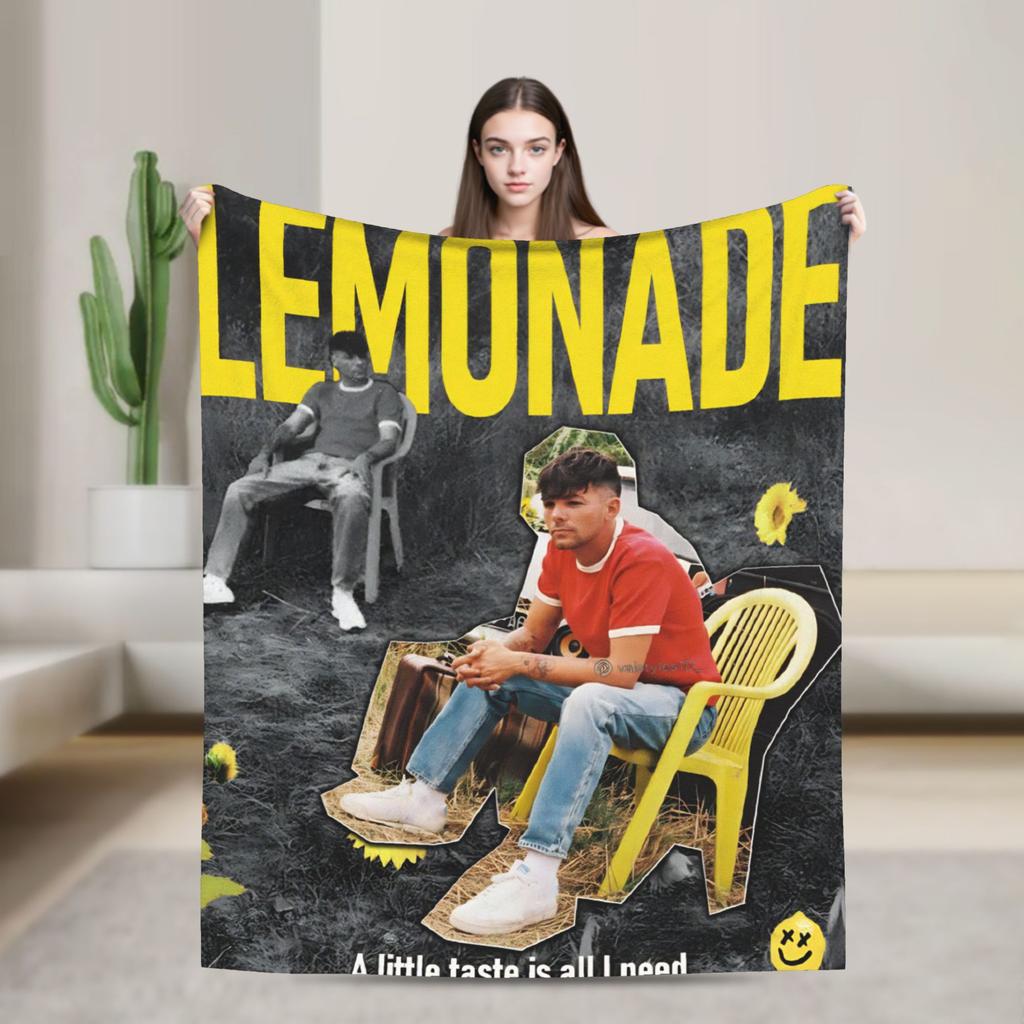 Плед Louis Tomlinson Lemonade Tour для путешествий в самолете, фланелевый плед для улицы, теплый, мягкий, индивидуального качества, покрывало
