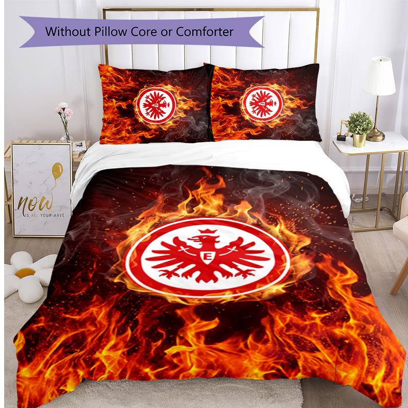 Eintracht Frankfurt Football Printed 3 Pieces Bedding Set, Comfortable Skin Friendly Bedroom Duvet Cover Set