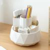 Pen Stand 360° Rotating Pen Holder 4-Grid Makeup Brush Organizer Pencil Storage Box Home