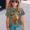 New Summer Girls Short-sleeved T-shirt Animal 3D Digital Printing Trend Casual Loose Tops