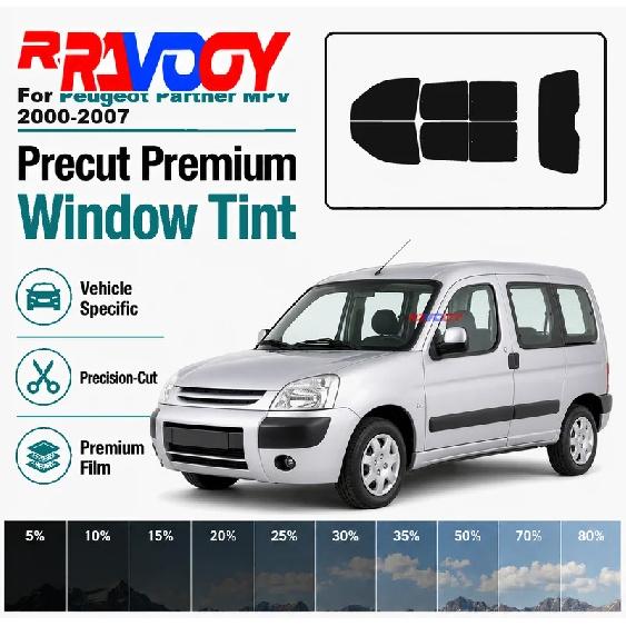 For Peugeot Partner MPV 2000-2007 RAVOOY Pre-Cut Window Tint Film Vehicle-Specific Full Kit Front & Rear Windows Precision-Cut