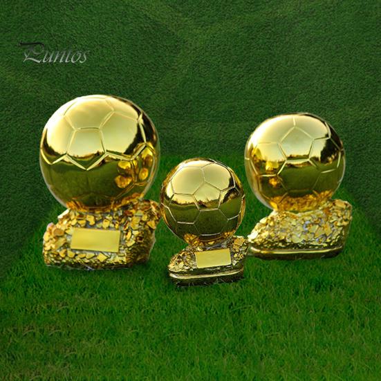 Resin Football Trophy Golden Ballon Football Championship Prize Trophy Collectible Player Award Soccer Ornament for Fans Gift Desk Bookshelf Decor
