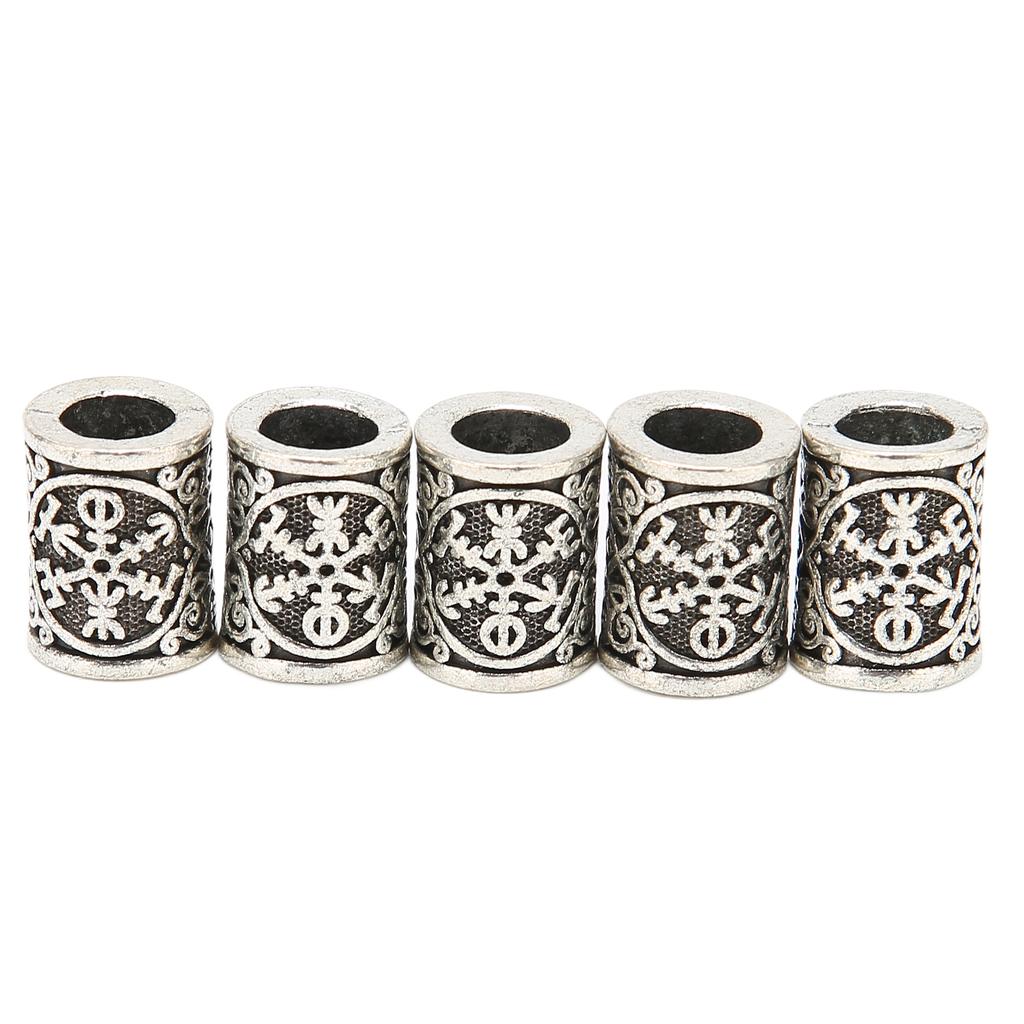 5pcs Beard Beads Viking Vintage Alloy Beard Beads for Beards Dirty Braids Bracelets Necklaces