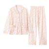 Womens Long Sleeve Pajama Set Floral Print Loungewear Soft Sleepwear Middle-aged Moms