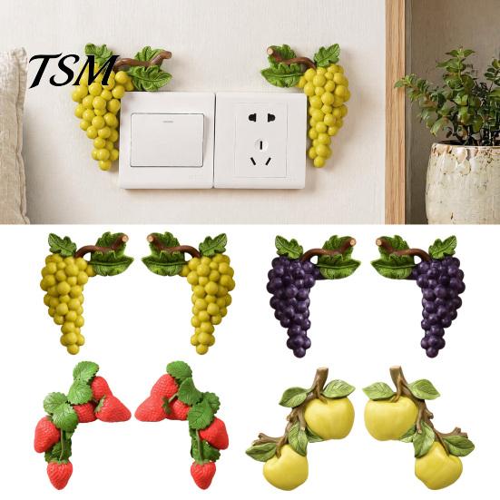 Children Room Wall Sticker Fruit Switch Stickers, Creative Kitchen 3D Cute Shape Decorative Socket Surround Decor, Resin Waterproof Decal