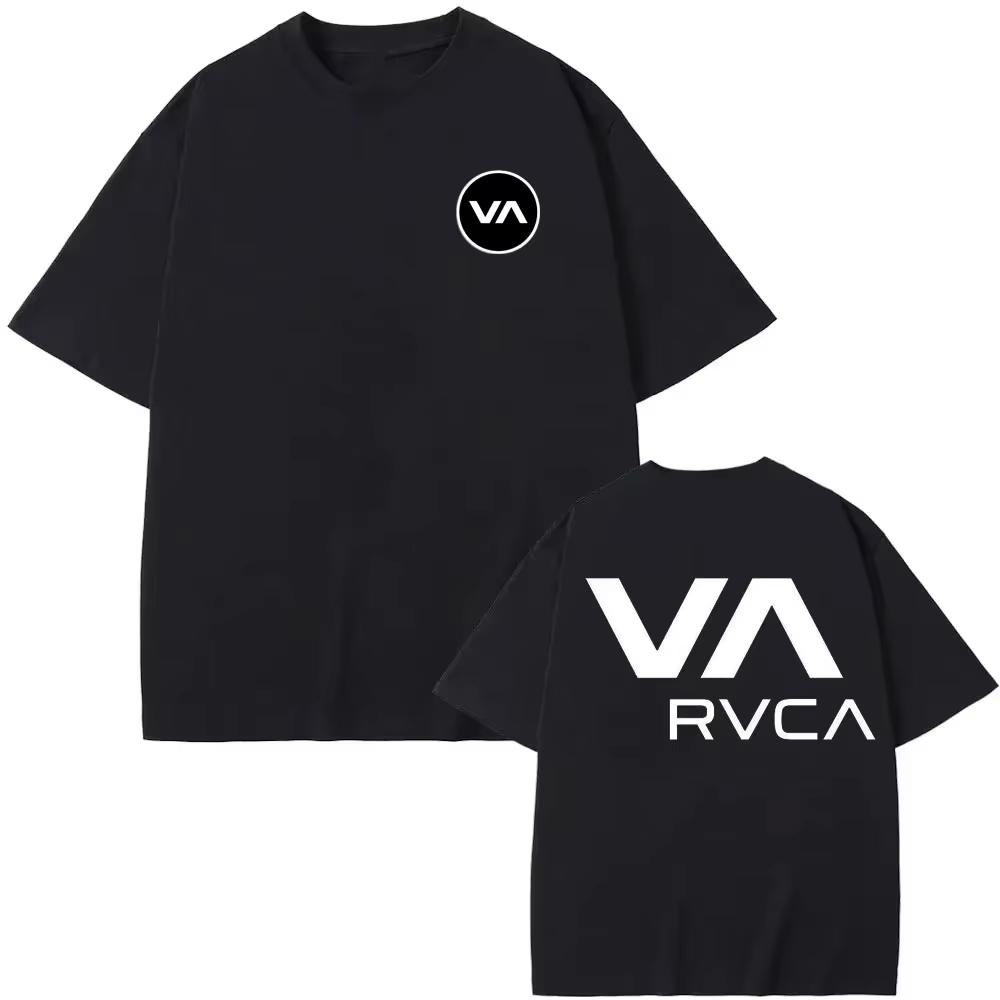 Rvca Print Tshirt Unisex Retro Skate Streetwear Inspired Graphic Print Casual Short Sleeve Cotton Active Tee Tops