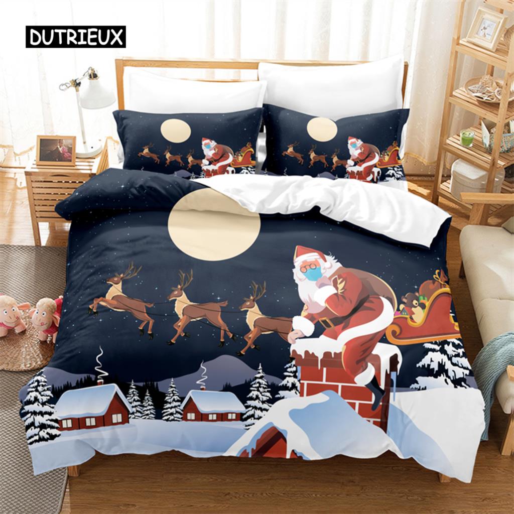 Комплект постельного белья «Рождественские сани», комплект постельного белья с 3D-принтом, комплект постельного белья с цифровой печатью, комплект постельного белья размера «queen size», модный дизайн