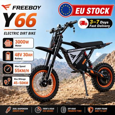 Электровелосипед FREEBOY Y66 3000W48V30AH Максимальная скорость: Электровелосипед 55 км/ч 12/10-дюймовые Вездеходные Широкие Шины
