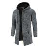 Мужское пальто с капюшоном, длинными рукавами, однотонная куртка средней длины с карманами, застежка-молния