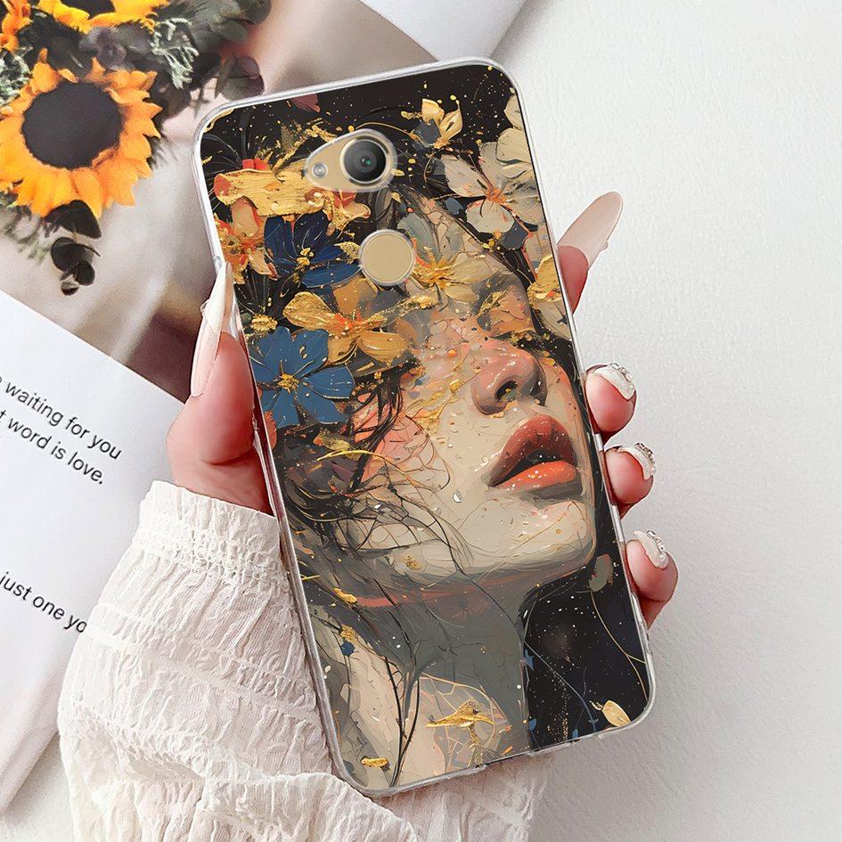 For Sony Xperia XA2 Case H3113 H3123 H3313 Cover Fashion Art Flower Painted Soft TPU Bumper on Sony Xperia XA2 Ultra H3213 Shell