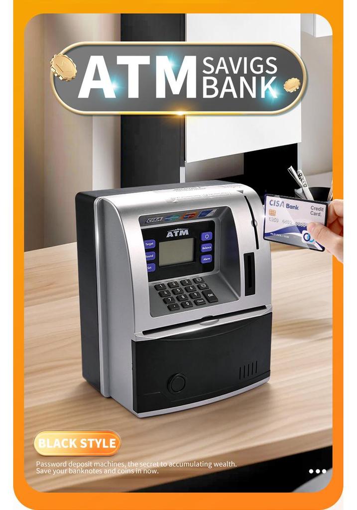 Детский большой ATM-симулятор копилки с голосом и паролем, монетоприемником и функцией подсчета денег.