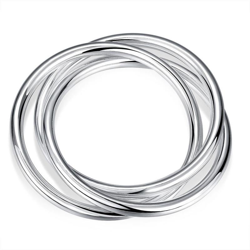 925 Sterling Silver Bracelet Bangles Women Three Lines Smooth High Quality Solid Bracelet Bangles Fashion JewelryGood product