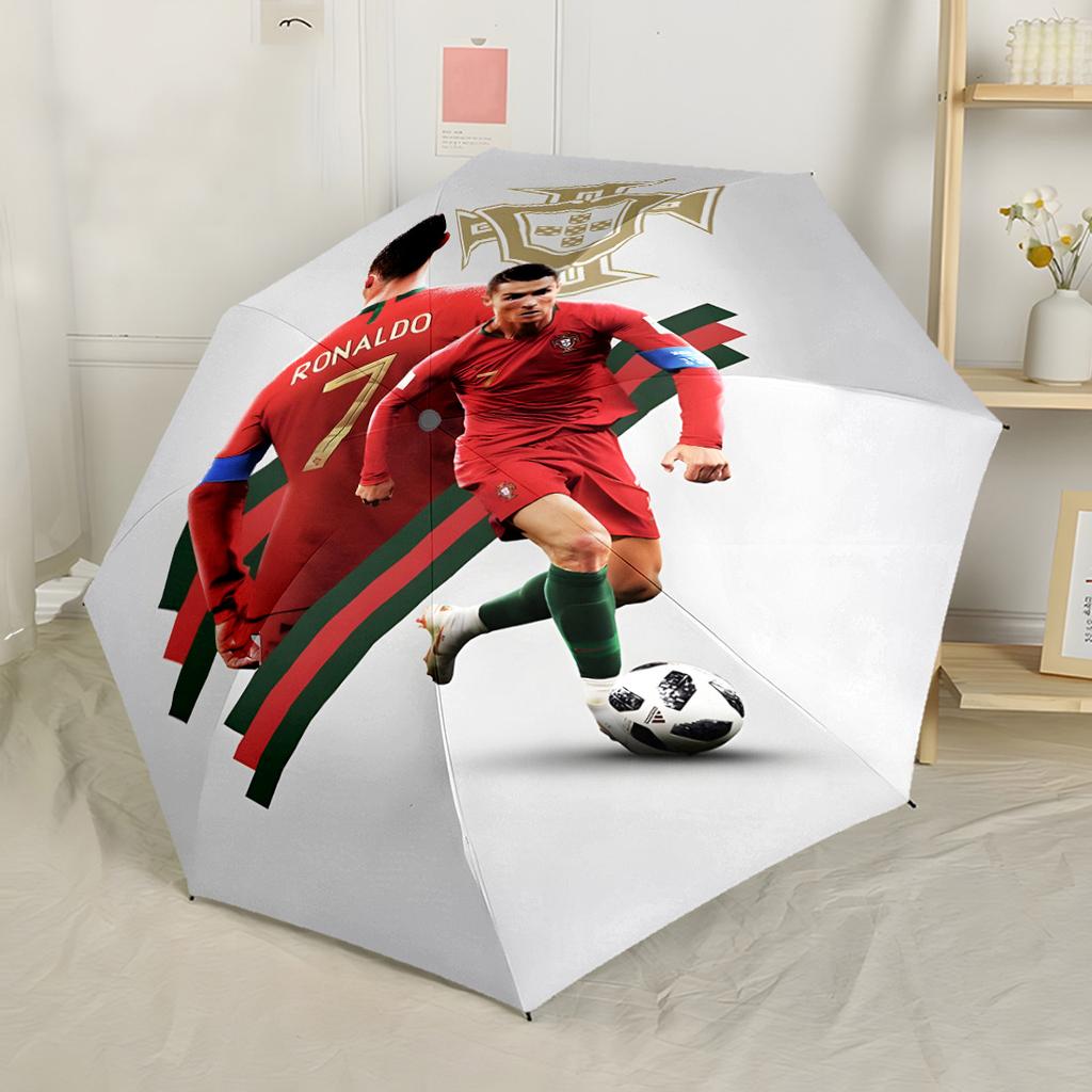 Ronaldo's Portugal Jersey Outdoor Automatic Umbrella Sturdy 8-Rib Shaft Foldable Design for Outdoor Daily Use Fashionable Accessory