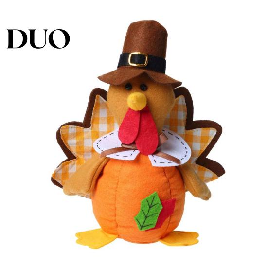 Plush Tabletop Figures Thanksgiving Turkey Doll, Stuffed Animal Figurine, Autumn Holiday Tiered Tray Decor Harvest Decoration for Home Desktop