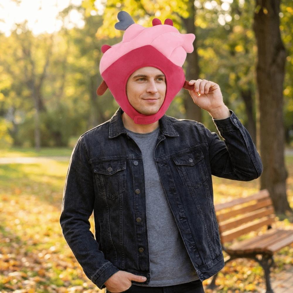 Soft Comfortable Heart Plush Headgear Cotton-Filled Party Costume Head Cover Valentine's Day