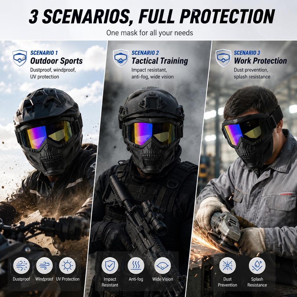 Adjustable Breathable Motocross Mask Wind‑Dust‑Proof Helmet Compatible Goggles for Desert Skiing Cycling Outdoor Sports2