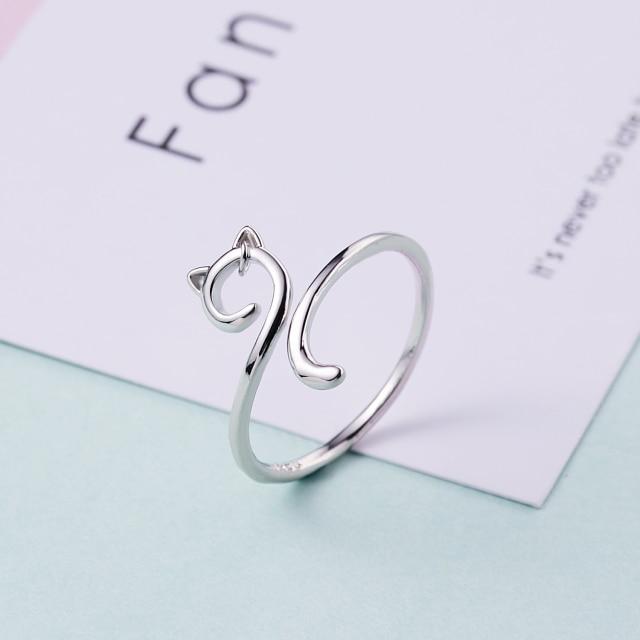 Регулируемое кольцо с милыми животными, ювелирные изделия, открытые кольца для влюбленных пар, дамы, подарки на День святого Валентина