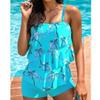 Gradient Ruffle Tankini Swimwear Plus Size - Conservative Boyleg Style
