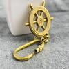 Brass Ship Wheel Key Chain Gold Finish Necklace Pendant Charm  Nautical Style Jewellery Captain, Pirate,