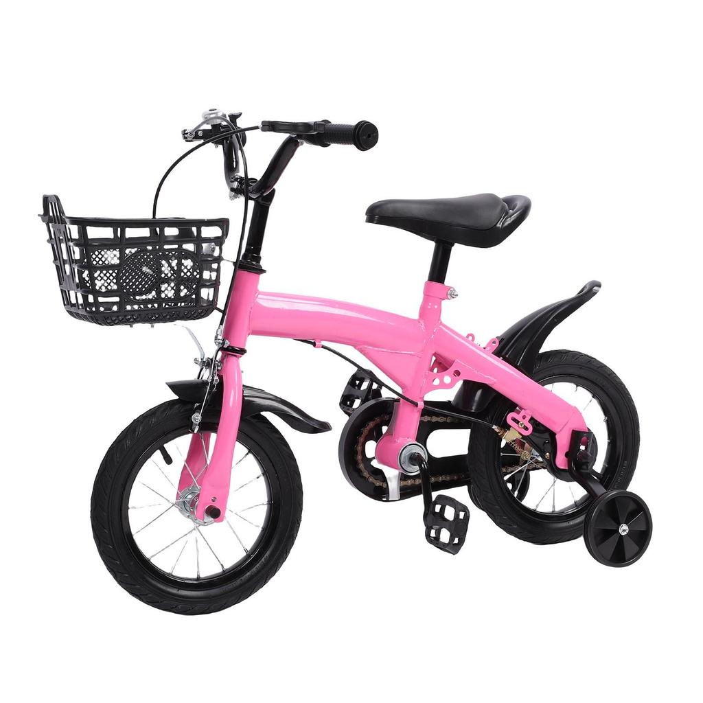 Детский велосипед 12 дюймов розового цвета, регулируемая высота сиденья и руля, тренировочный велосипед для детей 3-10 лет для улицы