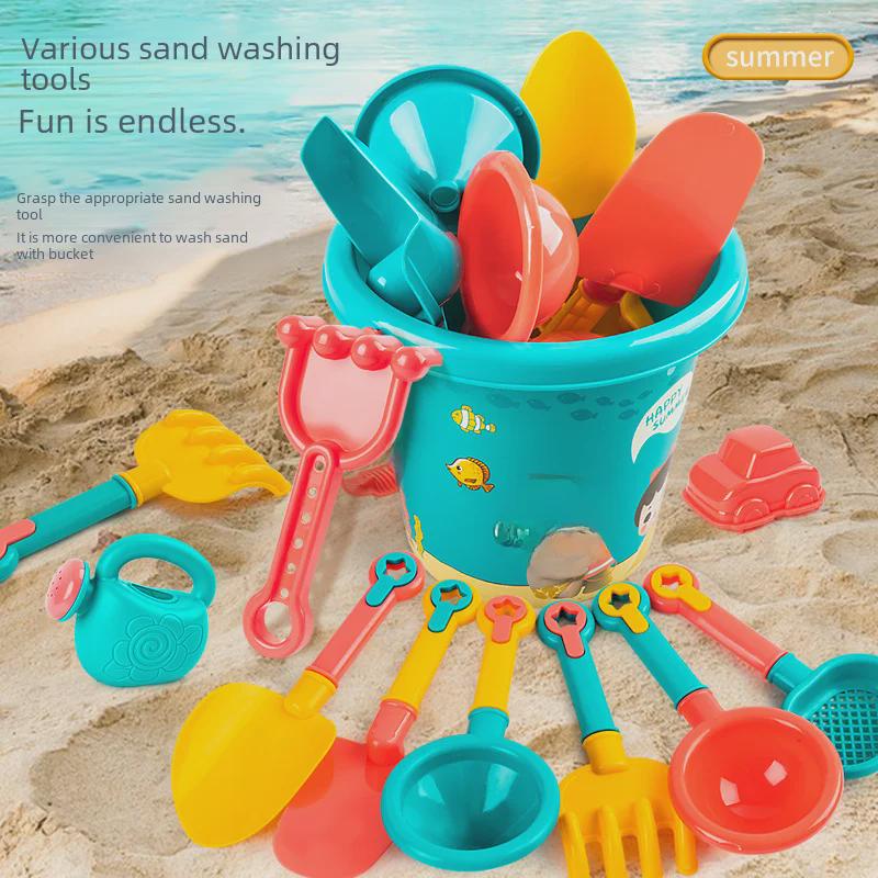 18-Piece Kids' Beach Toy Set: Shovels, Buckets & Sand Tools