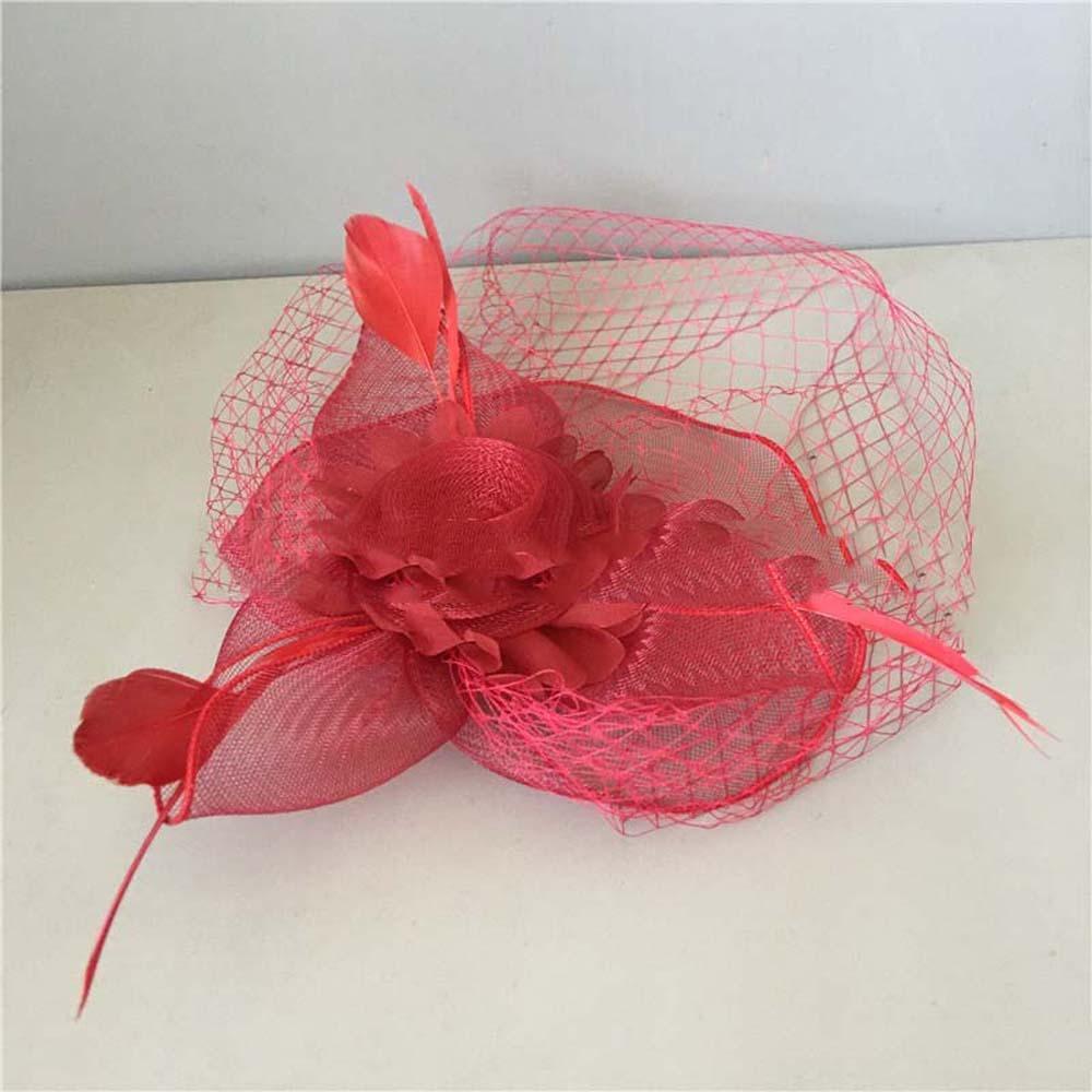 Шляпка-вуаль с бантом Головной убор Перо Невеста Повязка на голову Мода Сетка Шляпка-фасинатор Свадьба